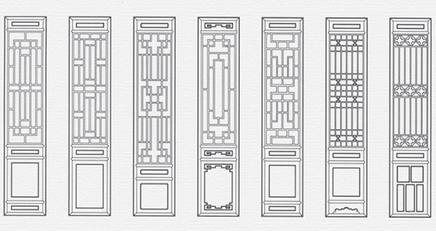 坊子常用中式仿古花窗图案隔断设计图